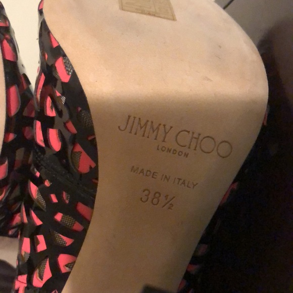 Jimmy Choo black patent leather and pink neoprene booties size 38.5 - Picture 8 of 10